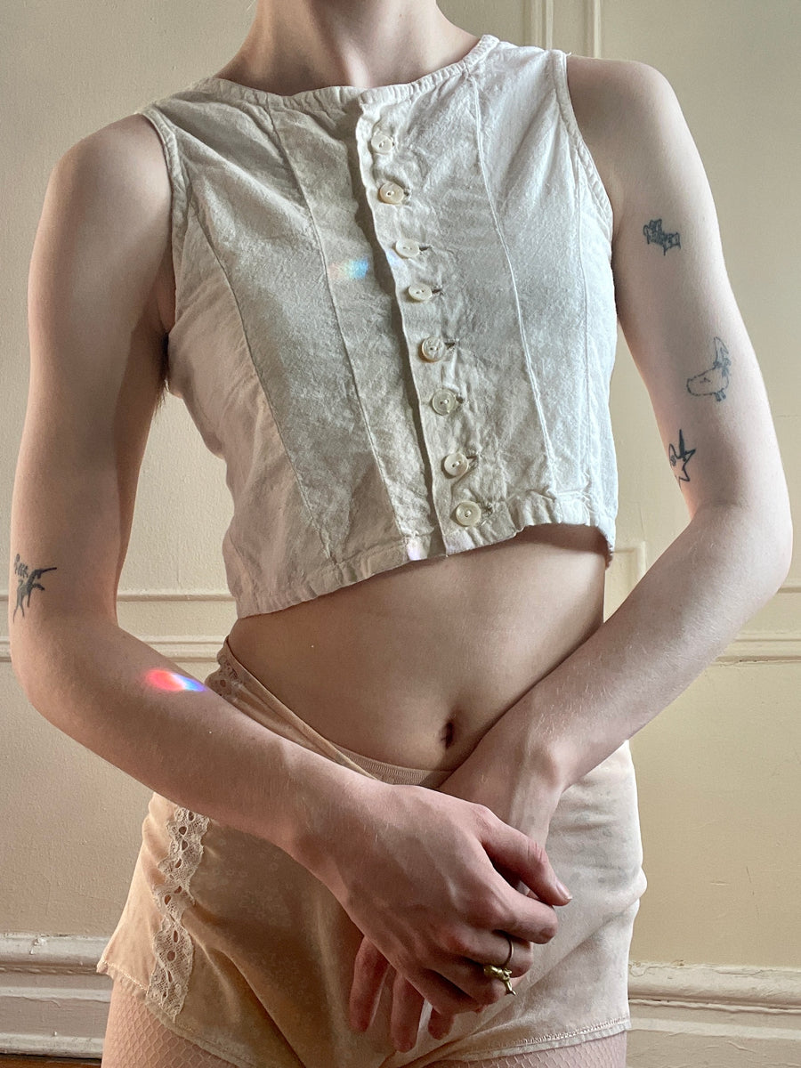 トップス 1900s Double Side Button Corset Cover トップス 1900s Double Side Button Corset Cover トップス