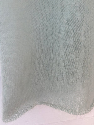 2000s Light Blue Fuzzy Mohair Knit Sweater Short Sleeve DKNY