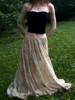 1950s Black Velvet Boned Bodice Bustier Zip Up Back Strapless