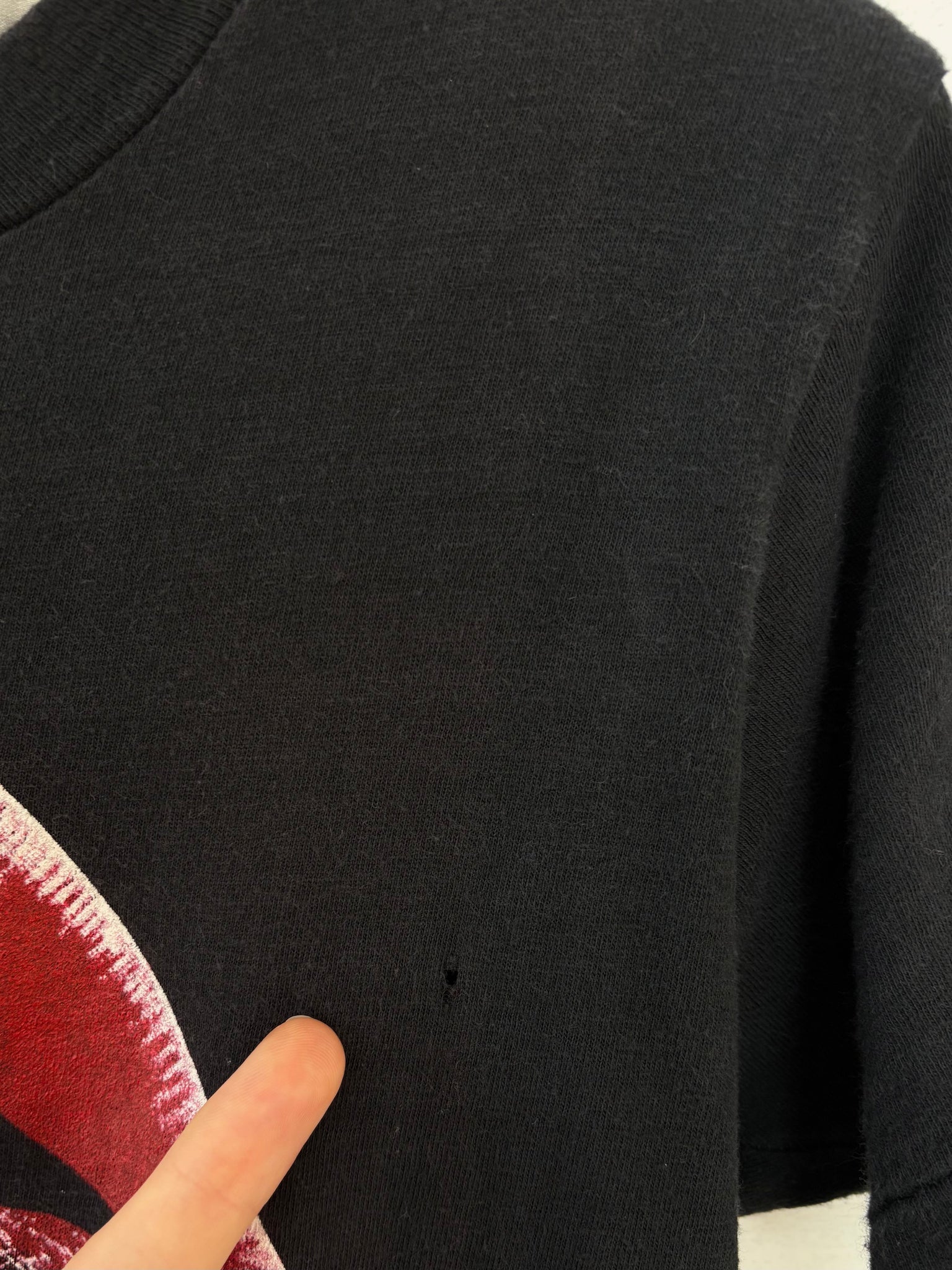 1980s Rocky Horror Red Lips Black Tee T Shirt Short Sleeve