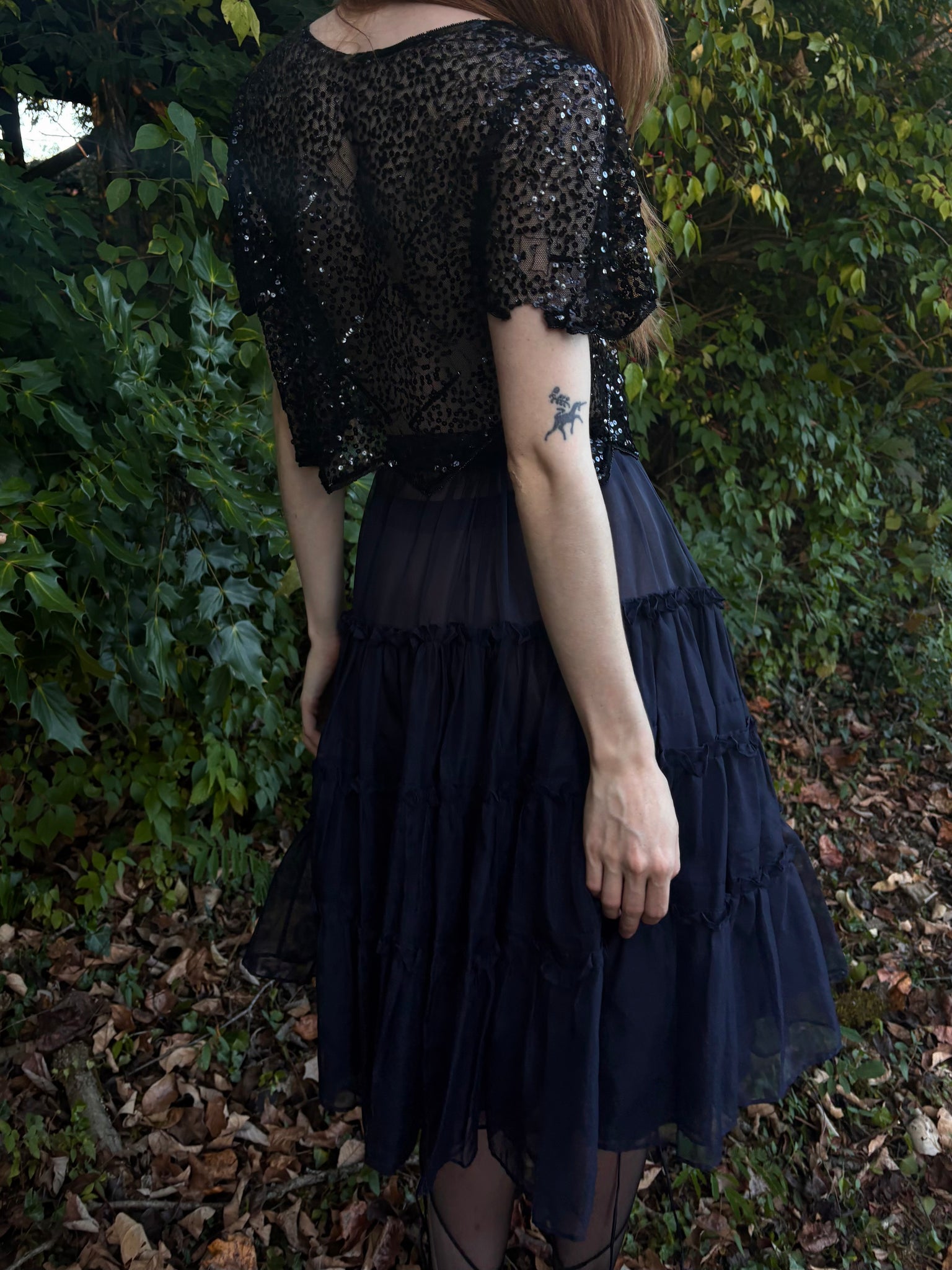 1950s Navy Blue Sheer Layered Skirt Petticoat