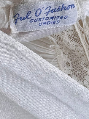 1940s Rayon Satin White Bias Cut Slip Dress Lace Wedding Gown