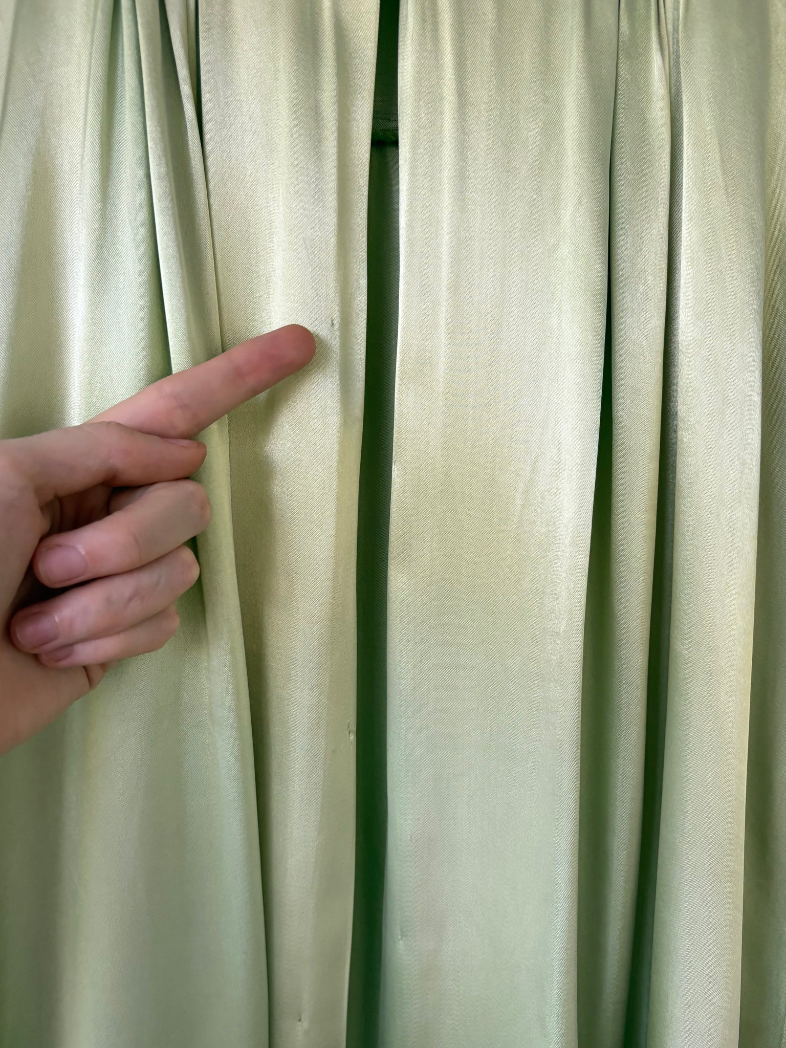 1940s Green Rayon Satin Lace Robe Peignoir