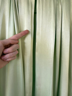 1940s Green Rayon Satin Lace Robe Peignoir