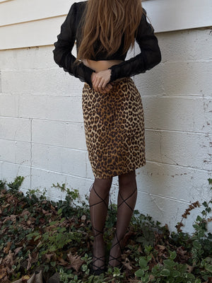 1990s Leopard Print Silk Mini Skirt