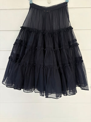 1950s Navy Blue Sheer Layered Skirt Petticoat