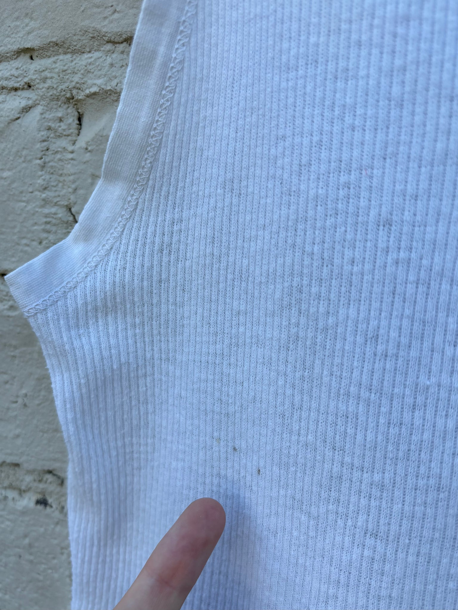 1950s White Cotton Ribbed Tank Top Cropped