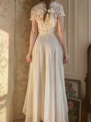 1940s White Heart Applique Dress