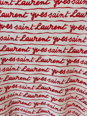 1980s Yves Saint Laurent Script Red White Ringer Tee T Shirt Short Sleeve