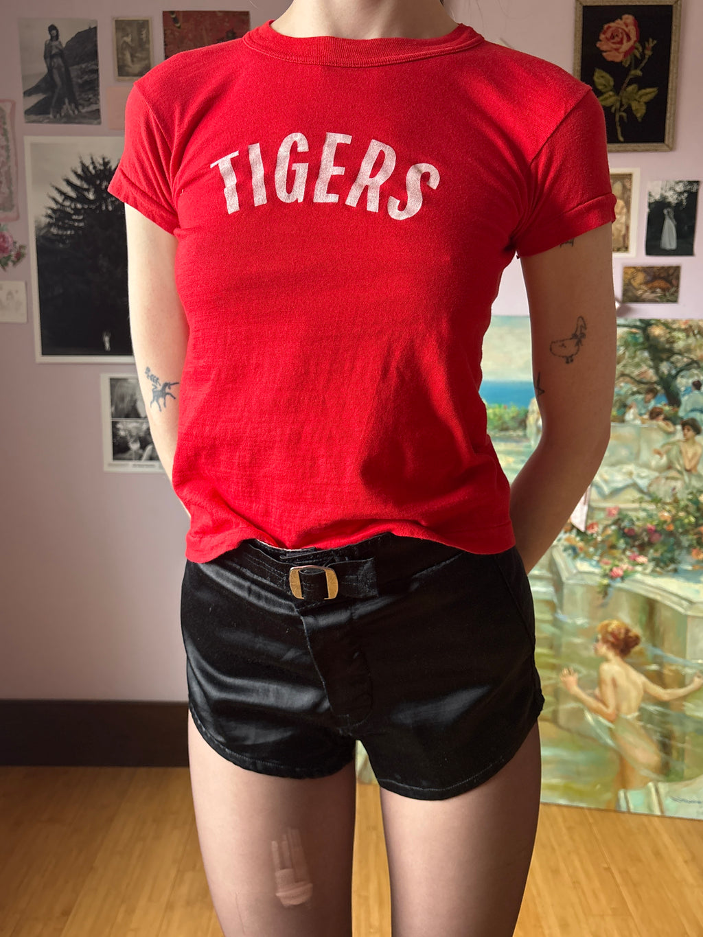 1970s Tigers Red Tee T Shirt Short Sleeve