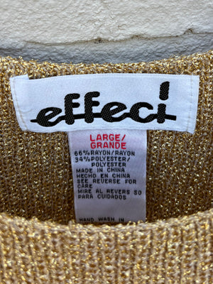 1980s Gold Glitter Sparkle Lurex Knit Sweater Tank Top