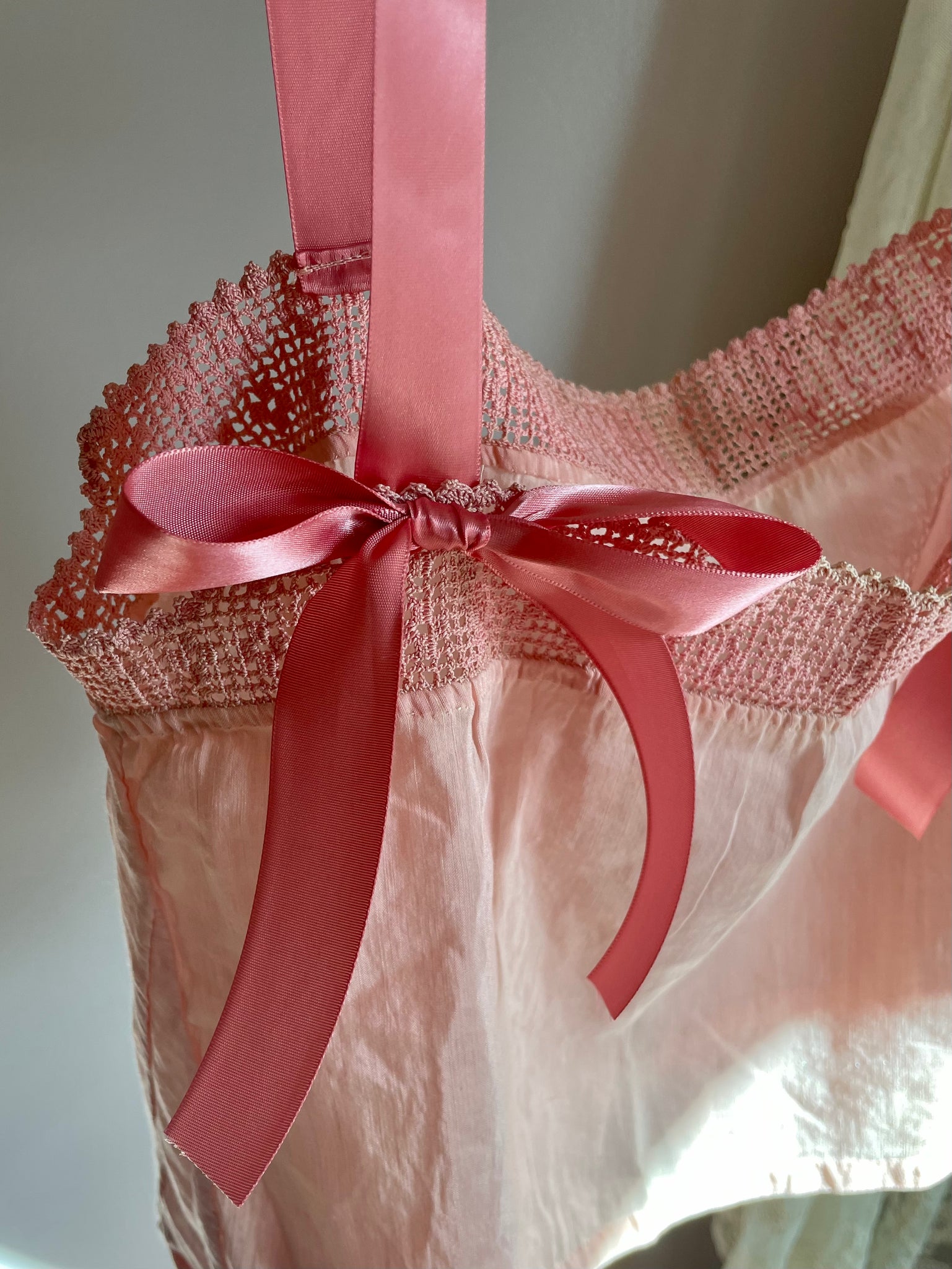 1900s Corset Cover Pink Cotton Satin Ribbons
