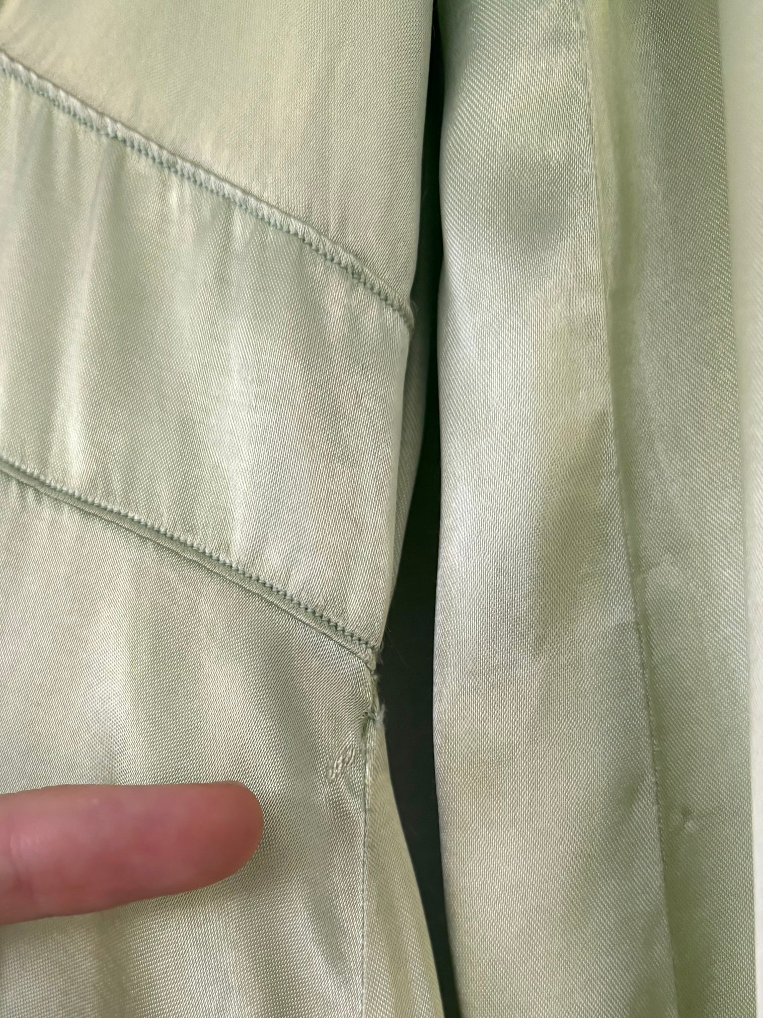 1940s Green Rayon Satin Lace Robe Peignoir