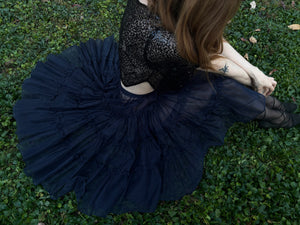 1950s Navy Blue Sheer Layered Skirt Petticoat