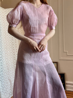 1930s Lilac Purple Dress Set Cotton Puff Sleeves Printed Bolero Organz Breath Of the Earth 1930s Lilac Purple Dress Set Cotton Puff Sleeves Printed Bolero Organz Breath Of the Earth