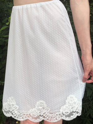 1960s Dotted Mesh Lace Skirt Light Blue Nylon
