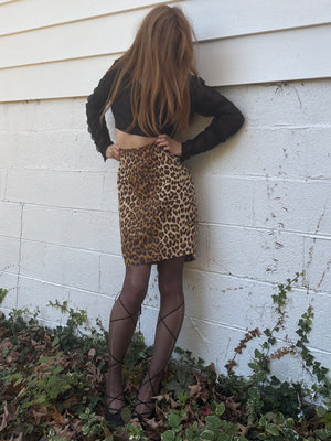 1990s Leopard Print Silk Mini Skirt