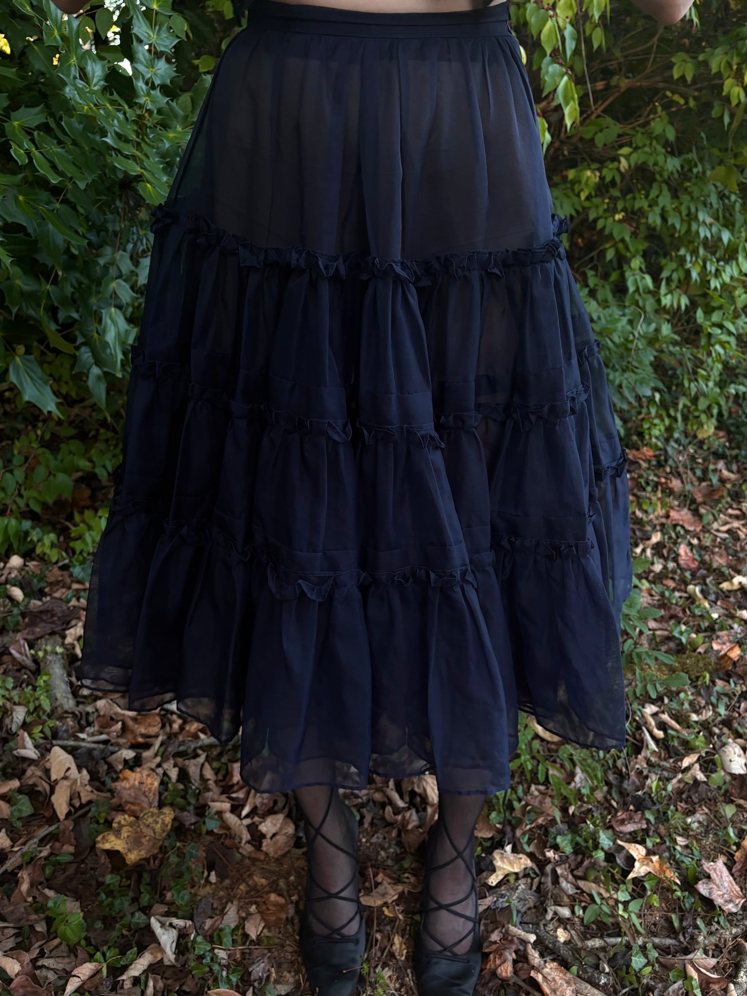 1950s Navy Blue Sheer Layered Skirt Petticoat