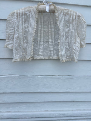 1930s White Dragonfly Lace Bolero Bug Ruffle Trim
