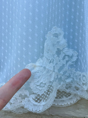 1960s Dotted Mesh Lace Skirt Light Blue Nylon