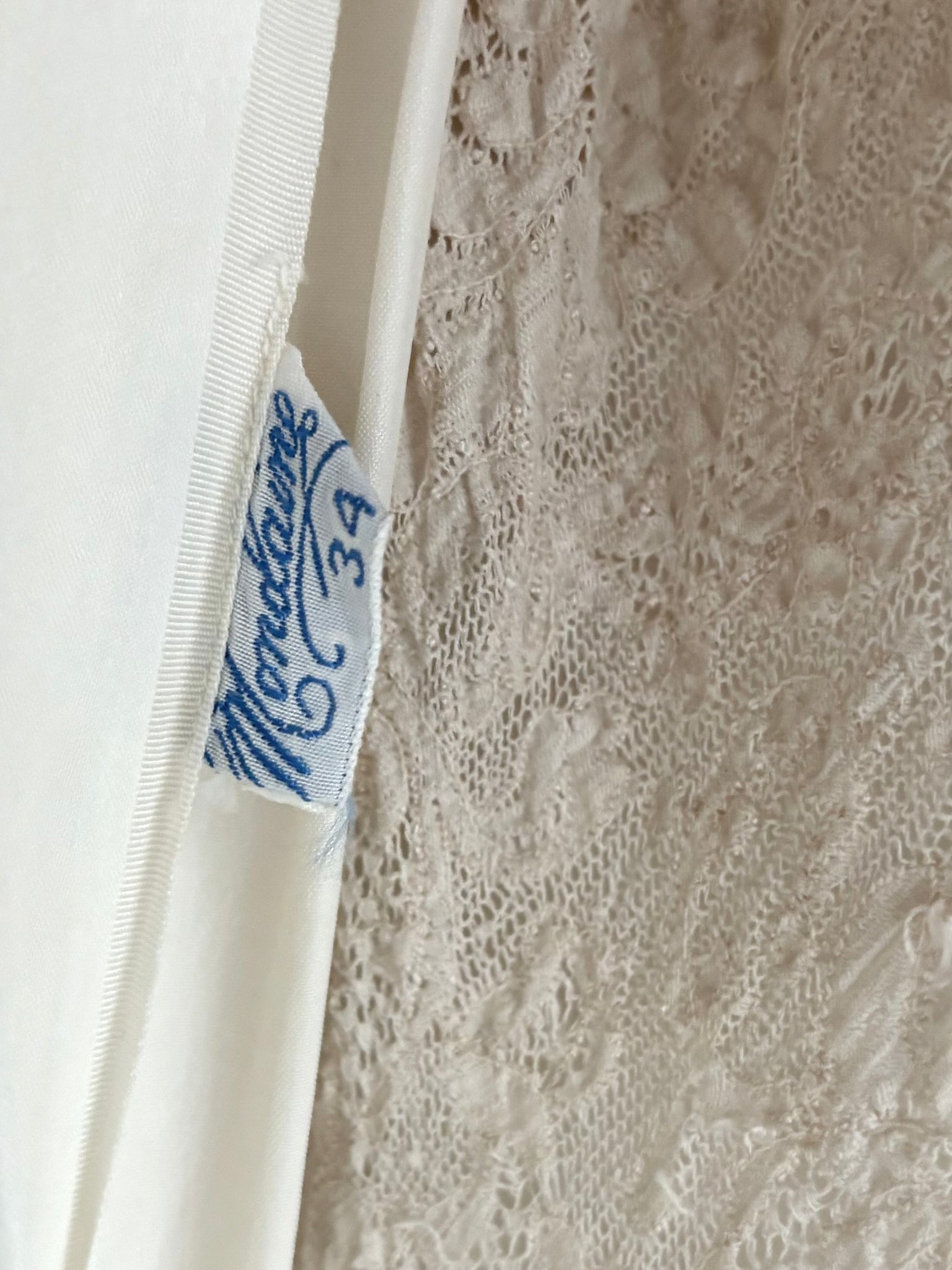 1940s Rayon White Lace Bodice Bias Cut Slip Dress Lace