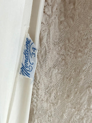 1940s Rayon White Lace Bodice Bias Cut Slip Dress Lace
