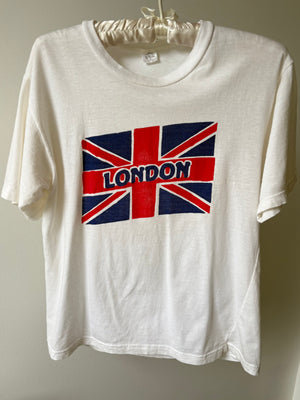 1980s London Print Union Jack Tee T Shirt
