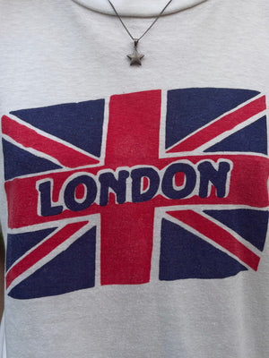 1980s London Print Union Jack Tee T Shirt