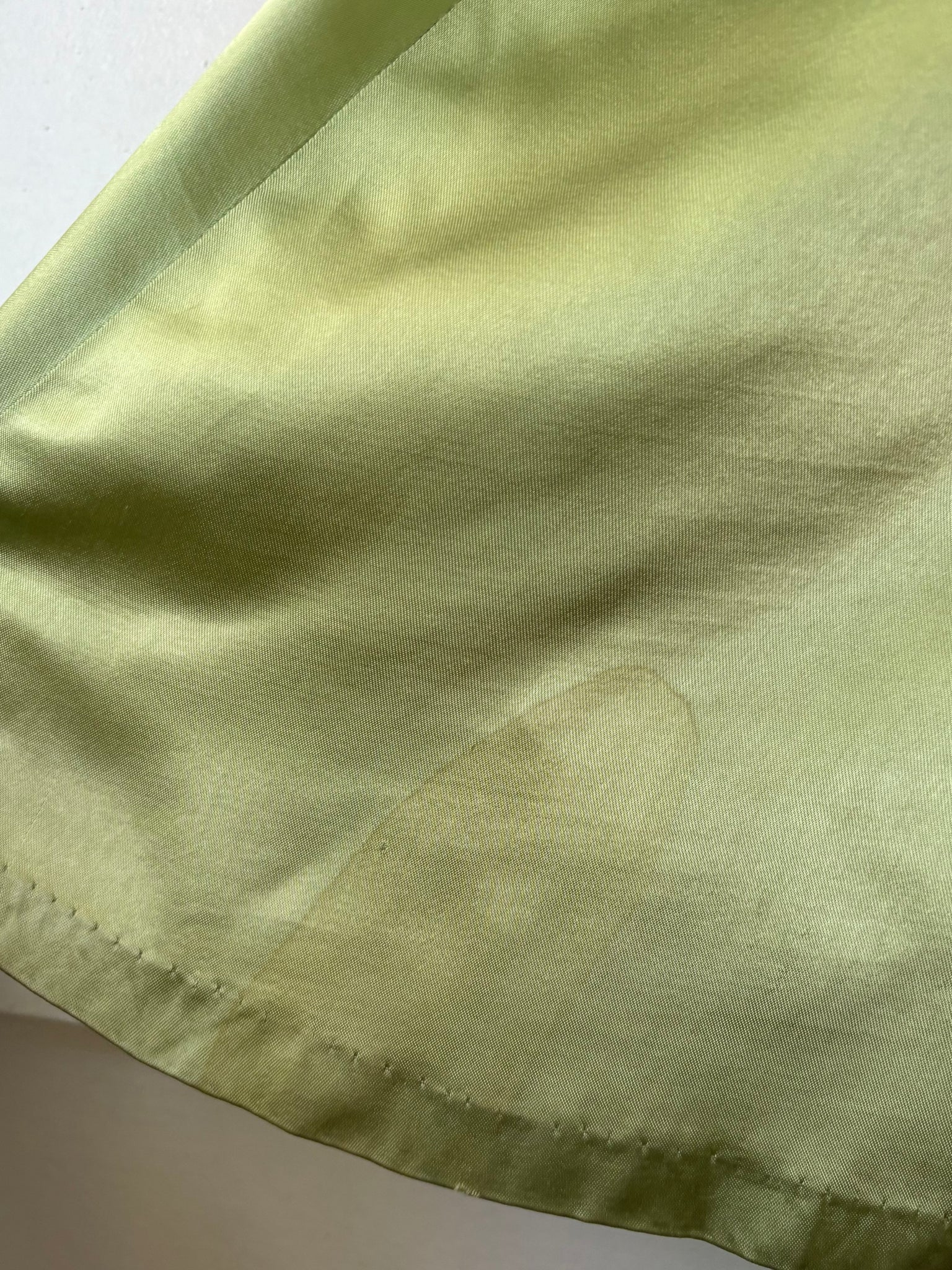 1940s Green Rayon Satin Lace Robe Peignoir