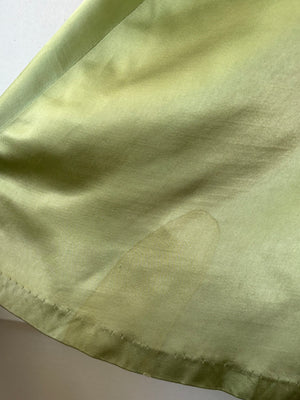 1940s Green Rayon Satin Lace Robe Peignoir
