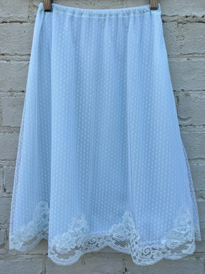 1960s Dotted Mesh Lace Skirt Light Blue Nylon