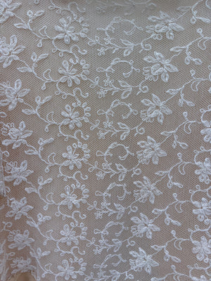 1930s Tambour Lace Bolero Leaf Embroidery Cream Peach Trim Ruffle Sleeve Tie Front Bed Jacket
