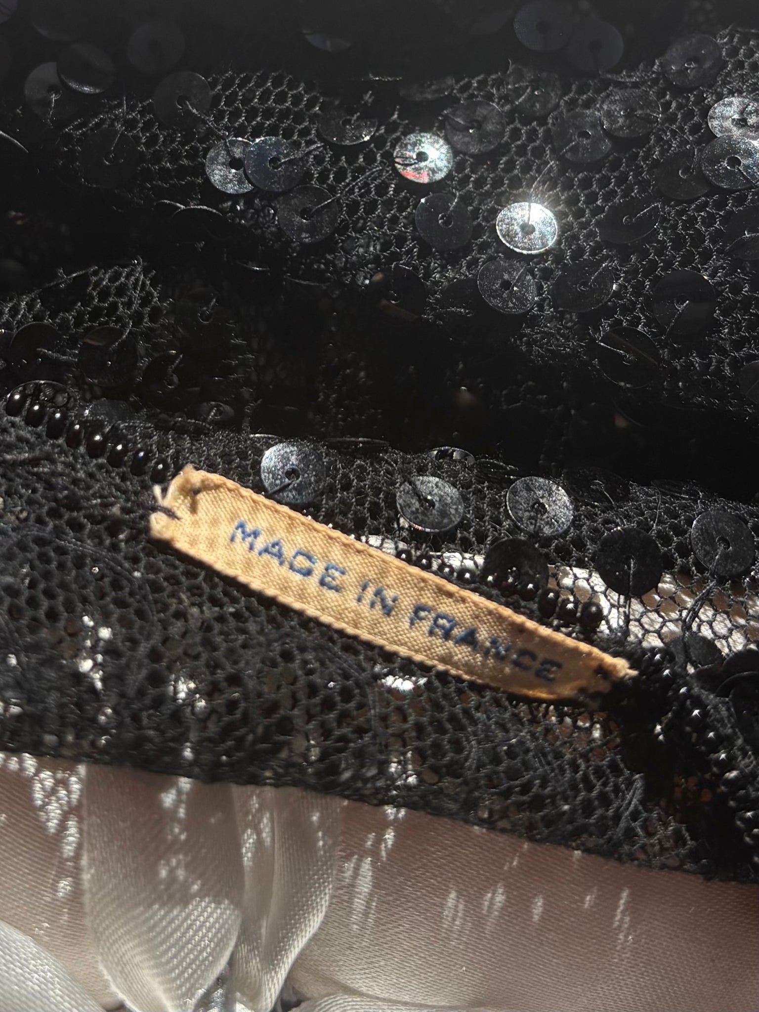 1930s Black Navy Sequin Sheer Mesh Blouse Bolero Short Sleeve