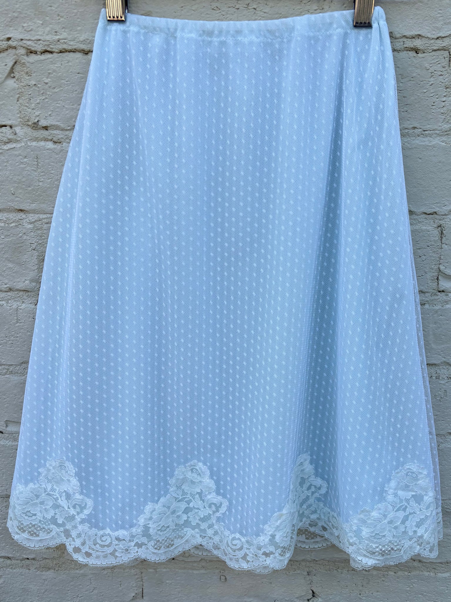 1960s Dotted Mesh Lace Skirt Light Blue Nylon