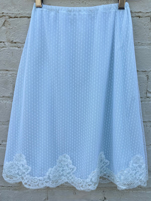 1960s Dotted Mesh Lace Skirt Light Blue Nylon