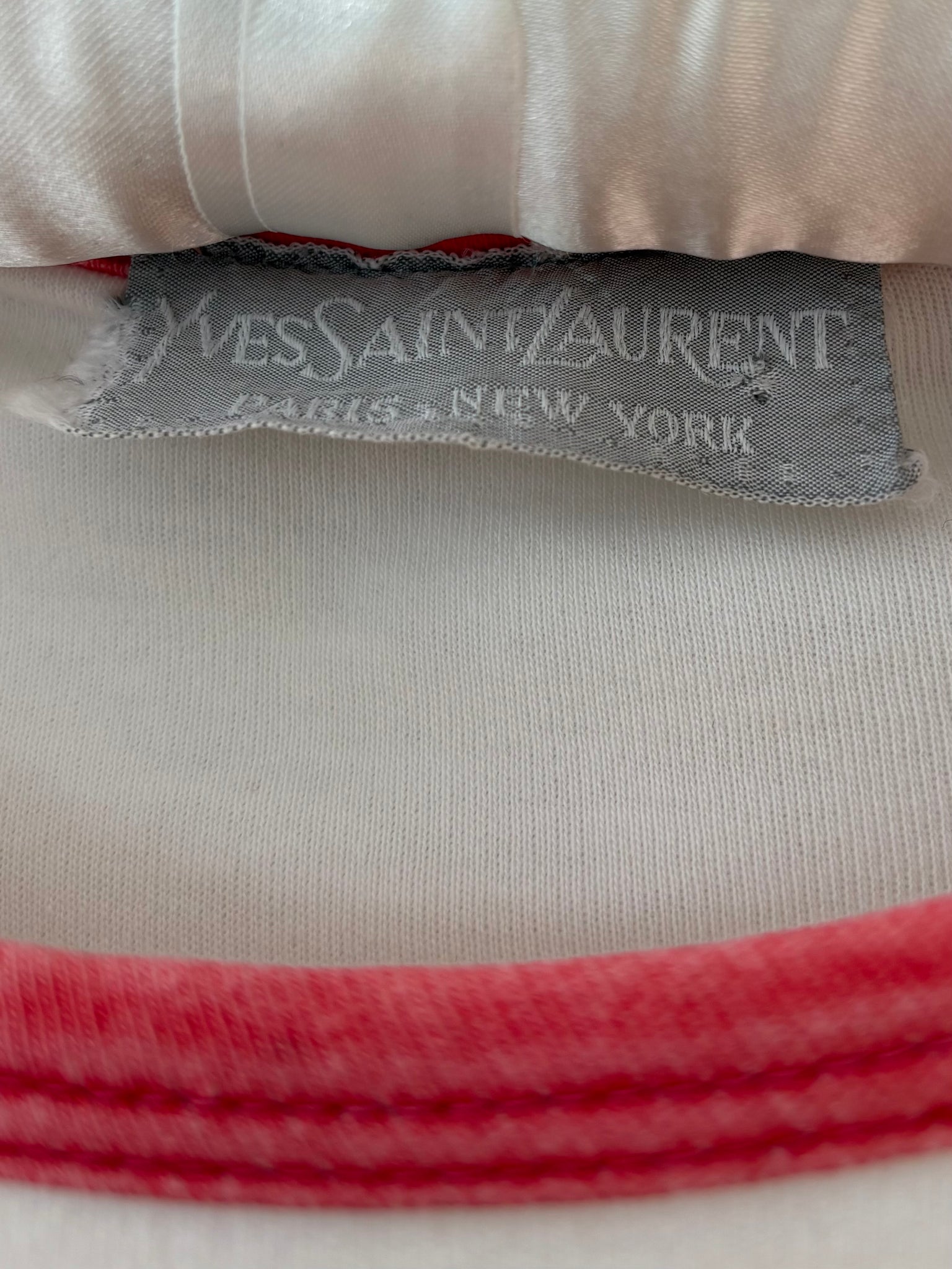 1980s Yves Saint Laurent Script Red White Ringer Tee T Shirt Short Sleeve