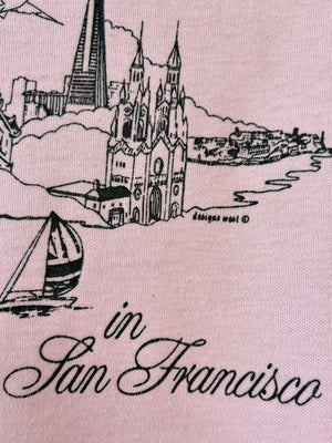 1980s San Francisco Pink Tee T Shirt Short Sleeve French Cut Heart