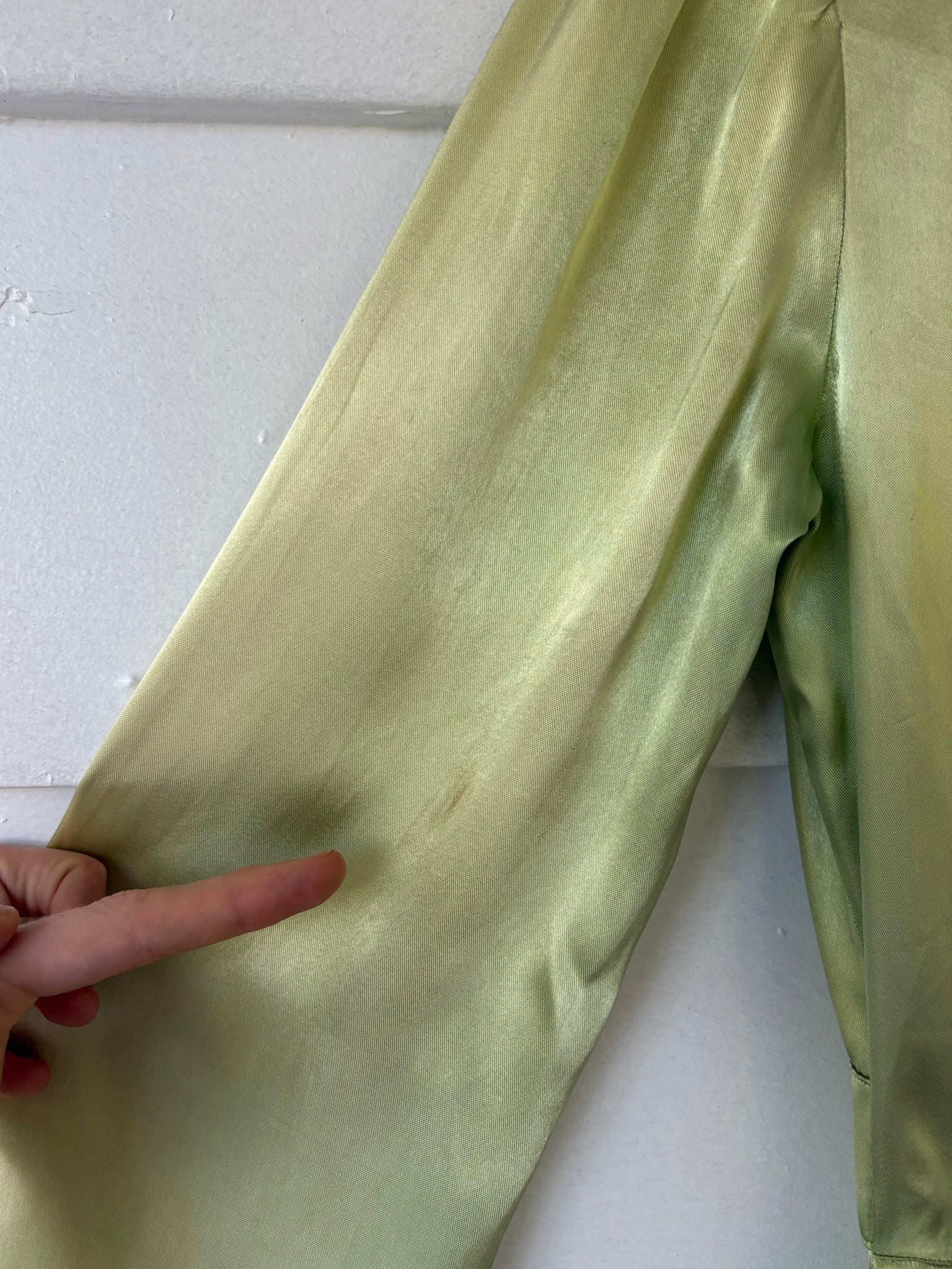 1940s Green Rayon Satin Lace Robe Peignoir