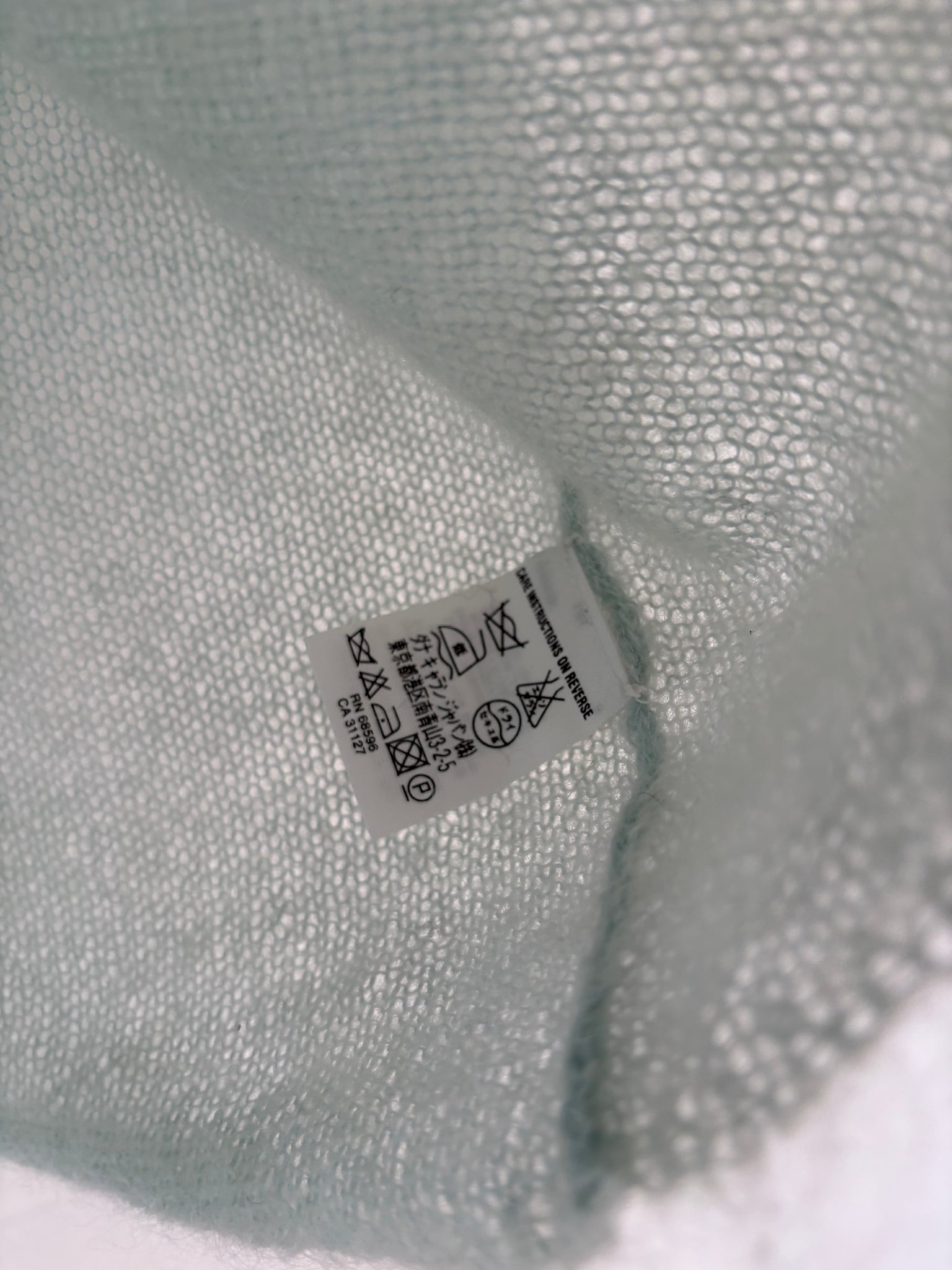 2000s Light Blue Fuzzy Mohair Knit Sweater Short Sleeve DKNY