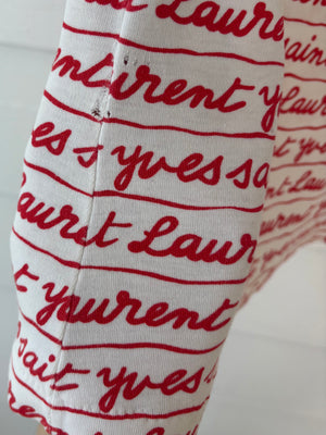 1980s Yves Saint Laurent Script Red White Ringer Tee T Shirt Short Sleeve
