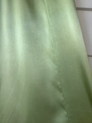 1940s Green Rayon Satin Lace Robe Peignoir