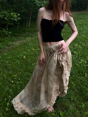 1950s Black Velvet Boned Bodice Bustier Zip Up Back Strapless