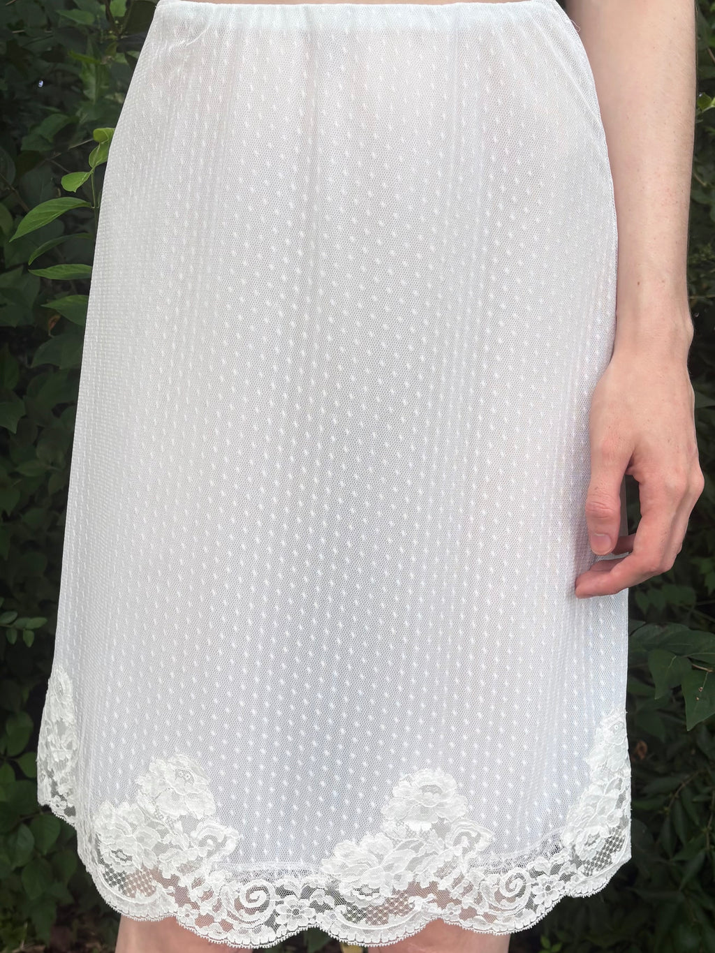 1960s Dotted Mesh Lace Skirt Light Blue Nylon