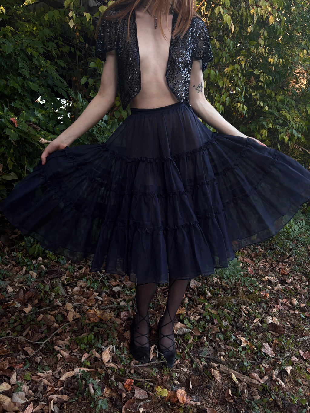 1950s Navy Blue Sheer Layered Skirt Petticoat