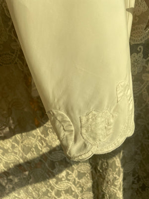 1960s Tulip Appliqué Slip Skirt White Nylon