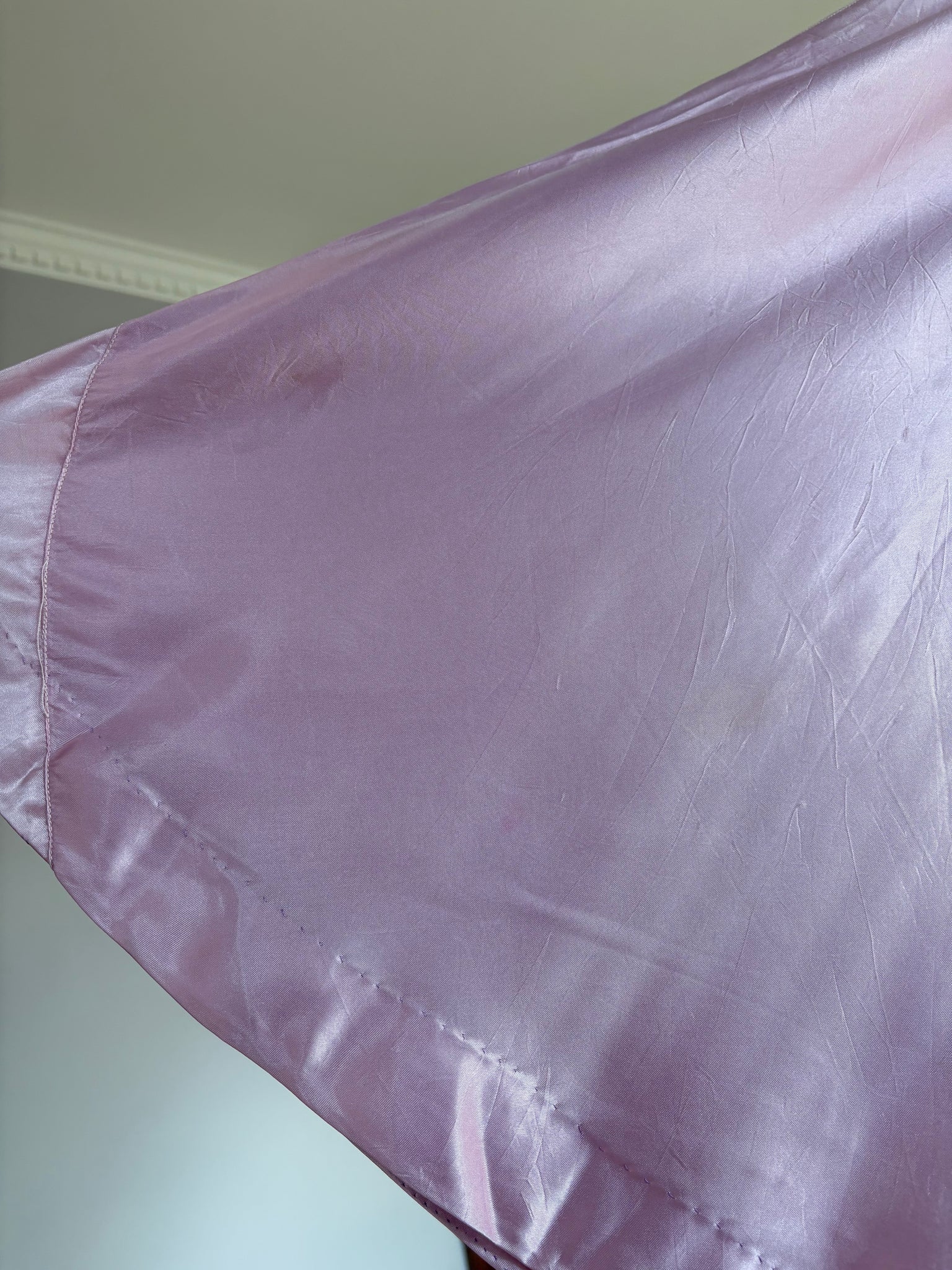 1940s Lilac Light Purple Bias Cut Rayon Satin Slip Midi Dress