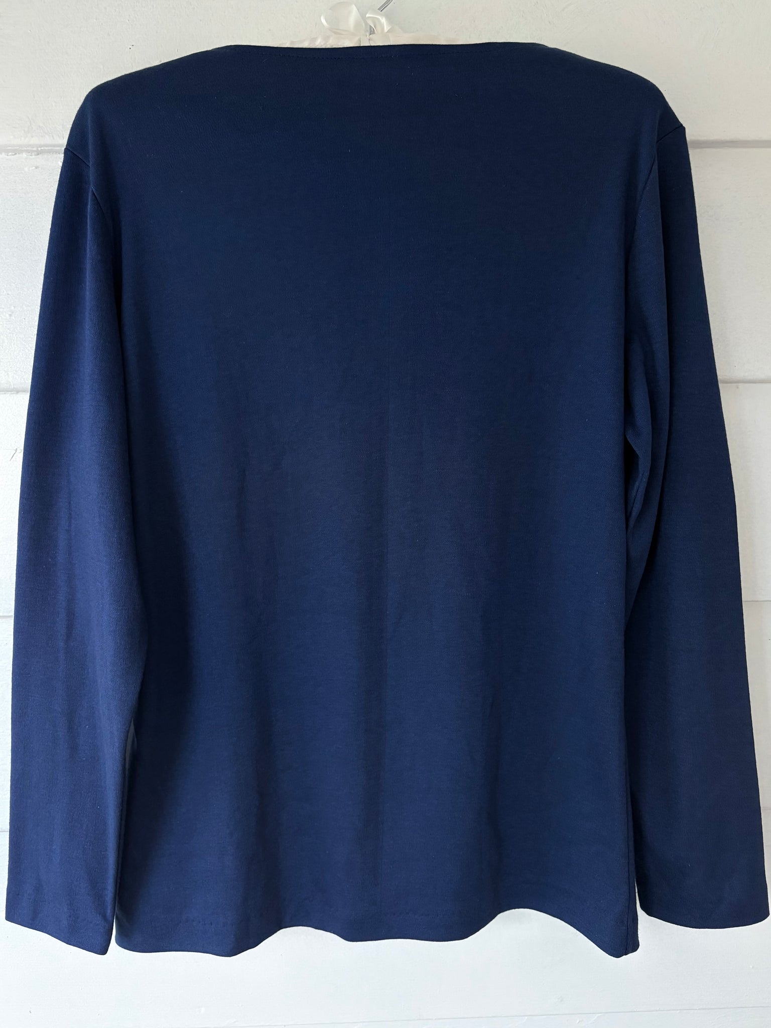 1970s Star Appliqué Navy Blue Lace Up Tee T Shirt Long Sleeve Deadstock