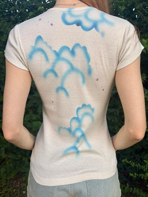 1980s Unicorn Pink Tee T Shirt Short Sleeve French Cut Airbrush