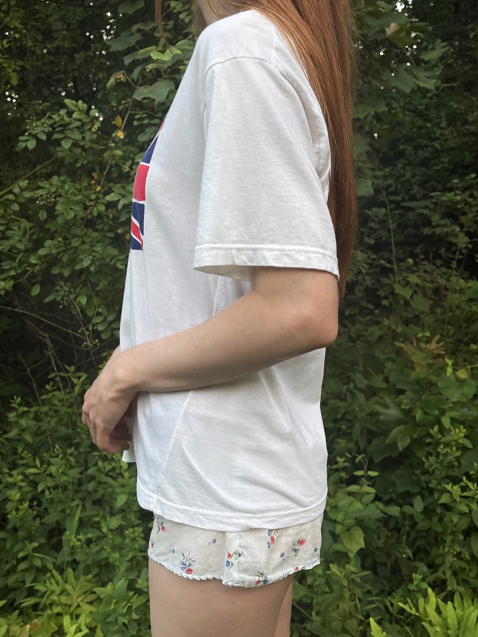 1980s London Print Union Jack Tee T Shirt