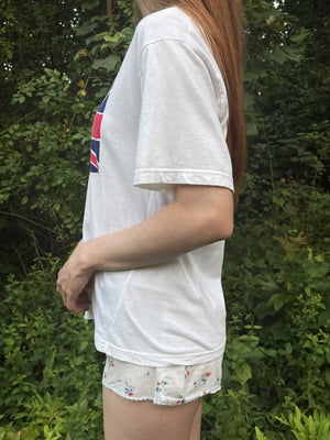 1980s London Print Union Jack Tee T Shirt